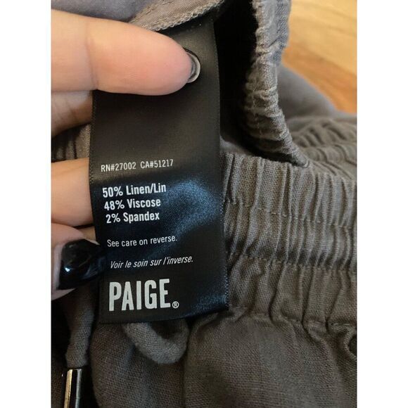 Paige Mens gray Linen-Blend elastic Drawstring waist casual Shorts size Medium - Picture 6 of 9